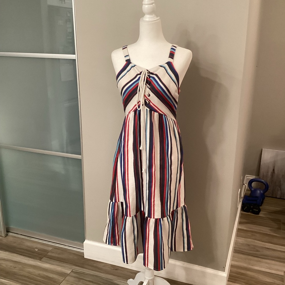 Anthropologie Lost + Wander Small Petite Dress in Red, Blue, Navy & Denim.